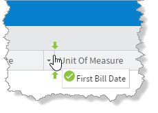 Screenshot showing vertical lines displayed when a column can be dropped.
