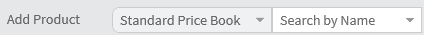 Screenshot showing Add Product drop-down with Price Book drop-down
