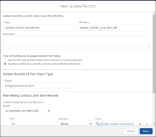 Screenshot1 of Creating an Update Records Element for Billing Contract Line Item