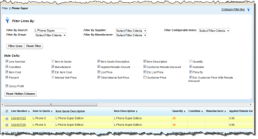 Filtering selected lines.