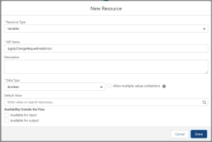 Screenshot of New Resource window in the Flow UI