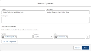 Screenshot of Assignment window in the Flow UI