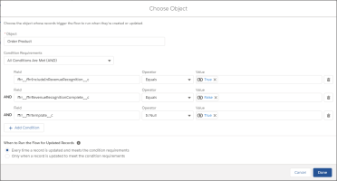 Screenshot of Choosing the Object in the Flow UI