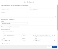 Screenshot of Creating a Get Records Element for Dual Currency