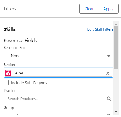 Example image showing the selected region is added to the region lookup in the filters panel.