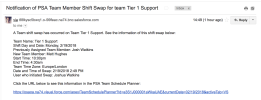 Example image of Email Template when Sending Swapping Schedule Notifications