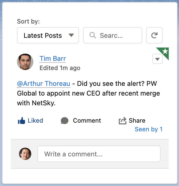 Workspace Chatter Feed