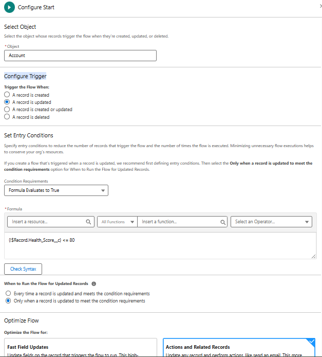 Configure Start