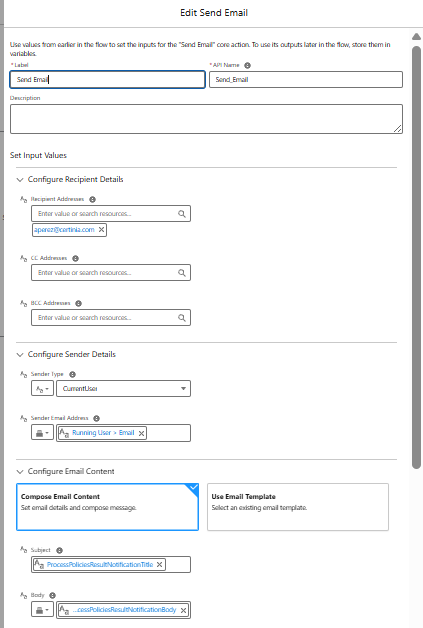 Edit Send Email