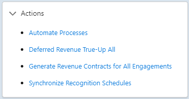 Illustrates the Action panel with list of actions.